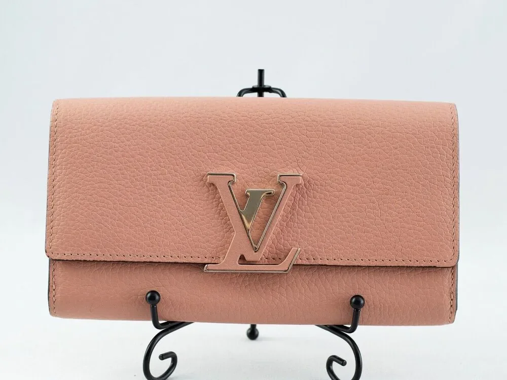 Louis Vuitton Capucines Wallet Pink Calfskin Leather  date code# MI2177